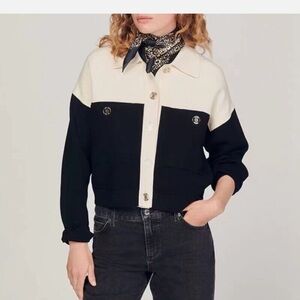 Sandro Killim color-blocked cropped cardigan